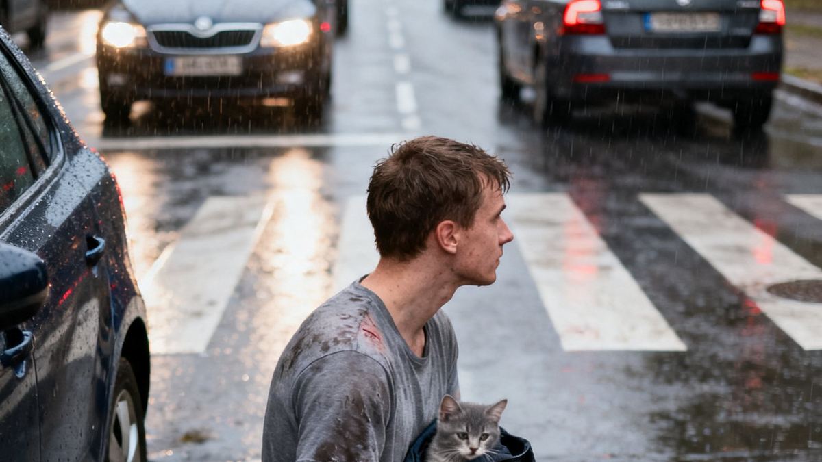 Zatrzymał się na środku skrzyżowania dla kota z Piaseczna